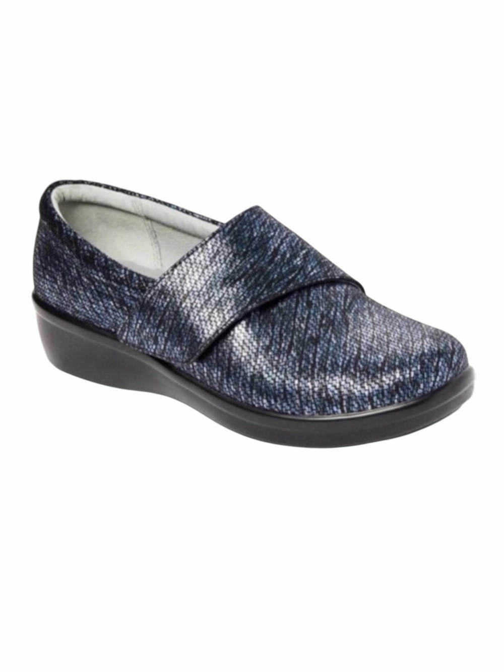Alegria Lauryn Metallic Comfort Slip On Loafers Blue EU 37 Wide NWOB Healthcare